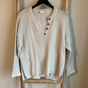 Button knit cream sweater